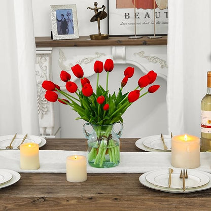 10PCS Black Red Fake Tulips Artificial Flowers Real Touch Latex Faux Tulips UV Resistant Fake Flowers Bouquet for Table Home Decor Party Wedding Garden Decoration