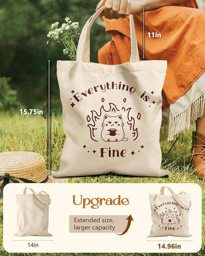 Aesthetic Tote Bag for Women- with Magnetic Buckle and Zipper Inner Pocket Cloth Cotton Canvas Tote Bags