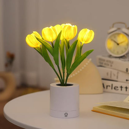 WSYEAR Flower Table Lamp Tulip Desk LED Night Light for Home Living Room Decor Artificial Flower with Vase Table Centerpieces for Birthday Holiday Party Wedding Room Decoration