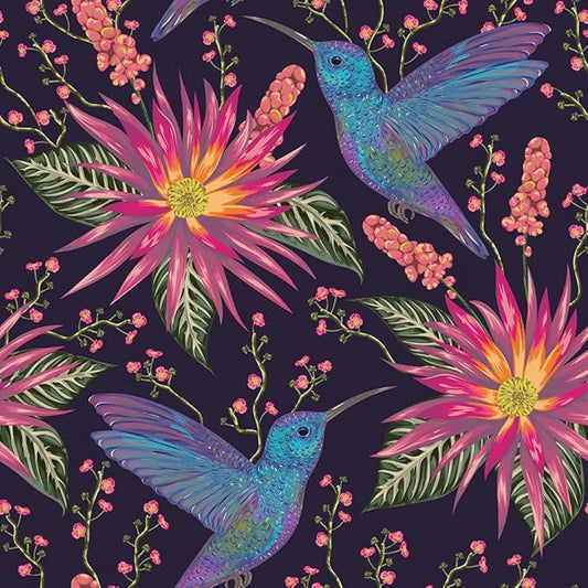 Abstract Black Pink Hummingbird Floral Peel and Stick Wallpaper Easy Peel Off Contact Paper Stick on Adhesive Wall Paper for Bathroom Waterproof Renter Friendly