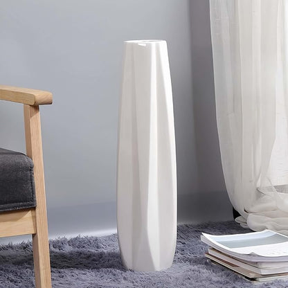 Ceramic Large Floor Vase, GDSZJLJ White 28" Tall Flower Vase Decorative Vases for Living Room Modern Home Decor Office Bedroom Kitchen Wedding House Décor, Gift for Wedding Housewarming
