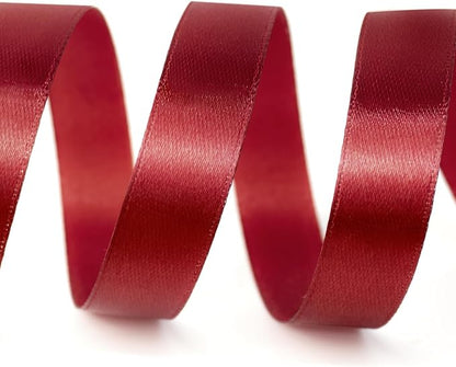 5/8" x 25 Yards Satin Ribbon, Dark Red Silk Ribbon Ideal for Gift Wrapping, Floral Bouquets, Crafts, Wedding Party Decorations, Christmas and Sewing Projects