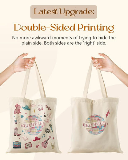 Aesthetic Tote Bag for Women- with Magnetic Buckle and Zipper Inner Pocket Cloth Cotton Canvas Tote Bags