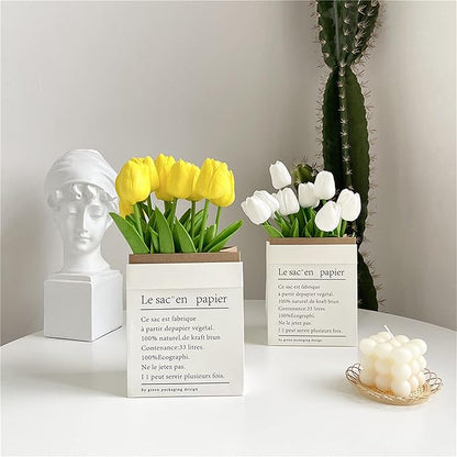 UKELER 24 Pcs Yellow Flowers Floral Artificial Tulip Flowers for Home Decorations Centerpieces Arrangement Wedding Bouquet