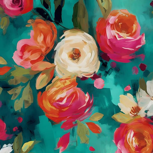 Extra Long Vibrant Wallpapers Watercolour Floral Peel and Stick Wallpaper Boho Contact Paper for Counter Cabinet Shelf Renter Friendly Oil Painting Colorful 17.5 x 393.5In