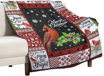 Cardinal Christmas Throw Blanket for Kids & Adults - Soft, Warm & Cozy Fleece for Couch, Sofa & Bed - 40"x50"