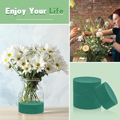 Large Floral Foam Round 6'' SUPKING Flower Foam 4Pcs Florist Foam Blocks Wet Dry Green Foam for Artificial and Fresh Flower Arrangement