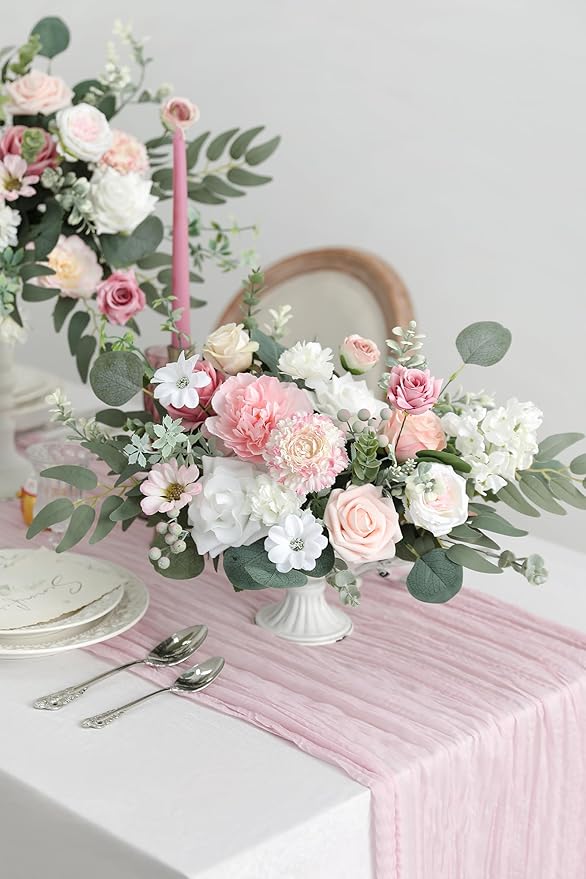 YYHUAWU Artificial Flowers Combo Set Fake Flower Leaf Box with Stems for DIY Wedding Bouquets Centerpieces Arrangements Baby Shower Party Home Decorations