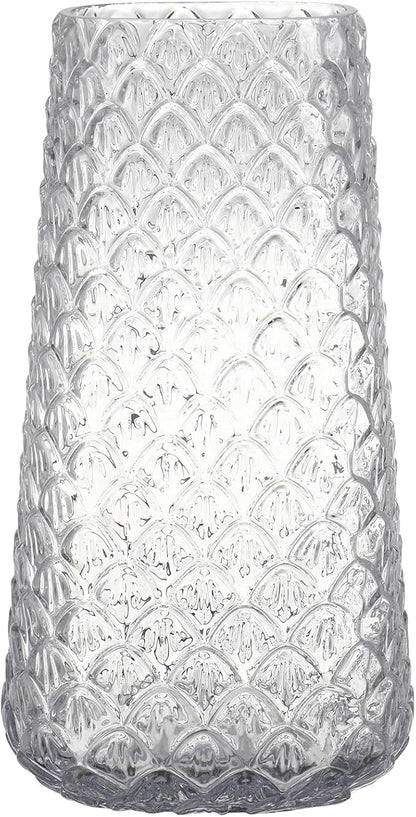 Glass Vase, Clear Flower Vase for Bouquet, Large Glass Vases for Flowers, Modern Vases for Living Room, Bedroom, Dining Table, Office, Kitchen, Wedding, 9 Inches