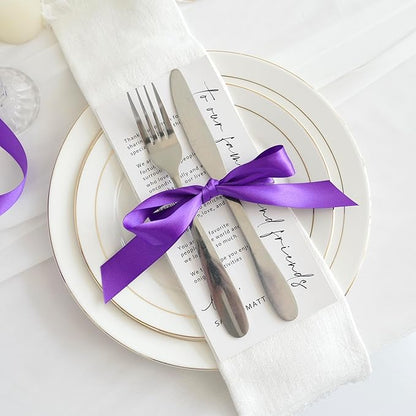 MEEDEE Purple Ribbon 1 Inch Purple Satin Ribbon Lux Double Faced Satin Ribbons by 50 Yards Polyester Wrapping Ribbons for Crafts, Weddings, Flower Bouquet, Holiday Decorating