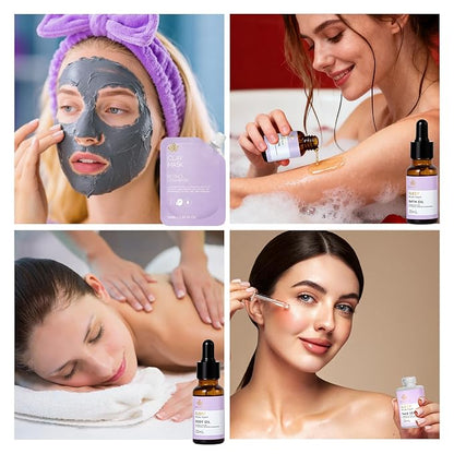 Lavender 23 Pcs Facial Skin Care Set, Luxury Bath and Body Gifts for Women, Spa & Self-Care Gifts, Peptide Sheet Mask, Eye Mask, Present, Birthday, Christmas, Valentines, Mother Day, Bridal Shower