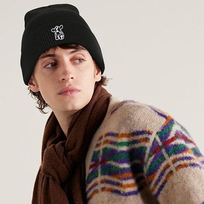 Scottish Highland Cow Beanie Hat, Cute Funny Cow Embroidery Winter Knit Skull Cap for Adult Men Women
