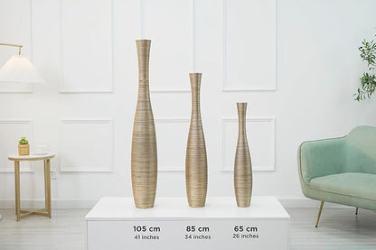 Leewadee Decorative Tall Floor Vase for Living Room Decor, 26 inches, Gold, Resin