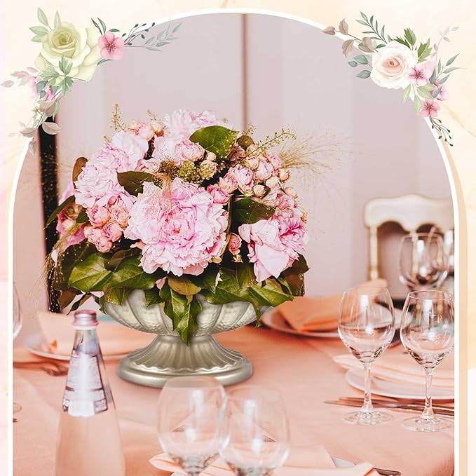 1 Pcs Metal Compote Bowl for Centerpiece Flower Holder Small Compote Vase Indoor Outdoor Flowers Fruits Plant for Christmas Wedding Home Party Decoration (Medium,Silver)