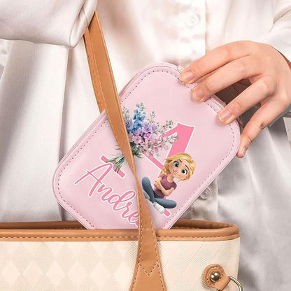 Wrappiness Women & Girls Floral Makeup Box With LED Mirror - Personalized Initial Letter and Birthmonth Flower Travel Comestic Case Gift for Daughters Sisters Friends Coworkers on Birthday Christmas
