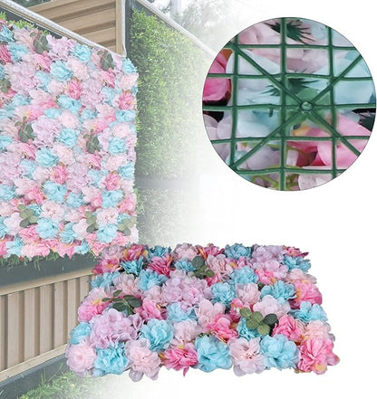 12pcs Simulated Flower Wall Decoration, 23.6x15.74in F-Lower W-All Panel for F-Lower W-All Backdrop, Flower Wall Decorative Background, Fine Grid, Multi-Tiered Petals, Photography Props