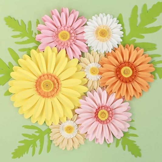 Paper Flowers Decorations for Wall,Summer Giant Daisy Artificial Flowers Bulletin Board Decoration 3D Floral Tissue Paper Flowers Hanging for Wedding Baby Shower Tea Party Backdrop Decor