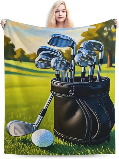 Golf Blanket for Boys Golfing Sport Throw Blanket Soft Cozy Fleece Fuzzy Stuffed Plush Flannel Gifts for Girls Women Kids Adults 60''x80''
