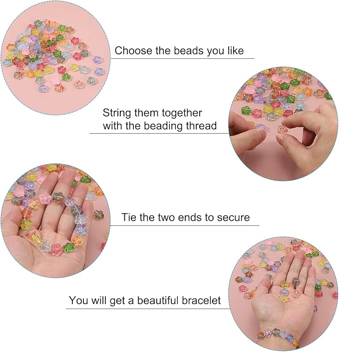 PATIKIL Random Glass Flower Beads, 50Pack Transparent Floral Beads Hibiscus Beads for DIY Jewelry Making Bracelets Bulk, Blue