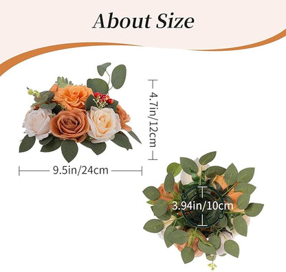 BLOSMON Terracotta Flowers for Wedding Centerpieces: 10 Pcs Artificial Rose Flower Balls Table Decorations - Fall Fake Silk Kissing Floral Arrangements for Home Party Event DIY Decor