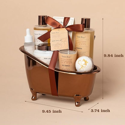 Fathers Day Gifts for Men Dad Birthday Gifts Spa Kit Cedar & Bergamot Scents Bath Gift Set and Shower Gift Bath and Body Gift Basket Set Mans Gifts Bath Spa Kit Spa Baskets, Home Spa Care Men Gift set