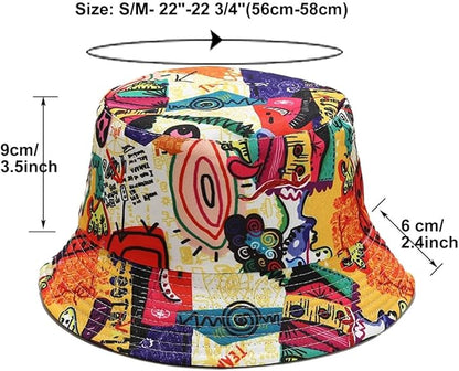 Quanhaigou Bucket Hat for Men Women,Packable Reversible Printed Sun Hats,Fisherman Outdoor Summer Travel Hiking Beach Caps