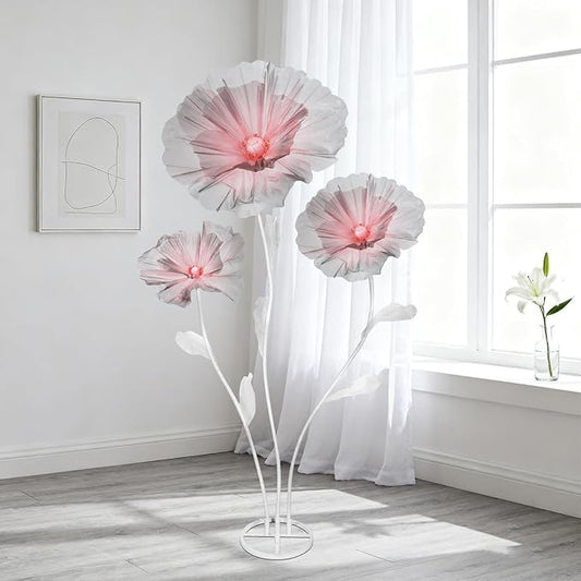 Giant Flowers for Decoration, 5.58 ft Artificial Silk Flower for Wedding Birthday Baby Shower Christmas Party Banquet Background Decor, Home Décor Backdrop Hotel Shop Display Props, Grey Pink
