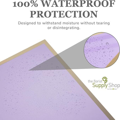 the florist Supply 20 Sheets Premium Flower Wrapping Paper | Waterproof Flower Wrapping Paper for Bouquets | Double Sided Floral Bouquet Sheets | DIY Gifts Borderline Lavender/Gold