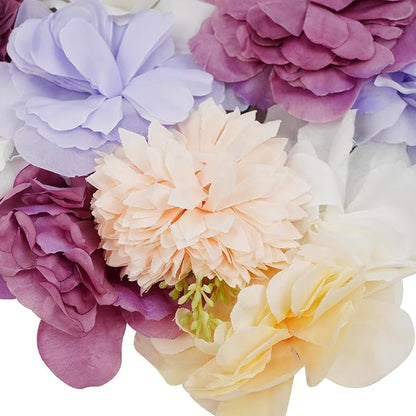 16Pcs Artificial Flower Wall Panel 3D Floral Backdrop Walls13.7 X 13.7" Purple Flower Wall Decor Panel Flower Backdrop for Party Home Background Decor