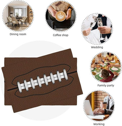Football Placemats Set of 6 American Sports Double-Sided Table Mats for Home Party Indoor 6 PCS 12x18 Inch