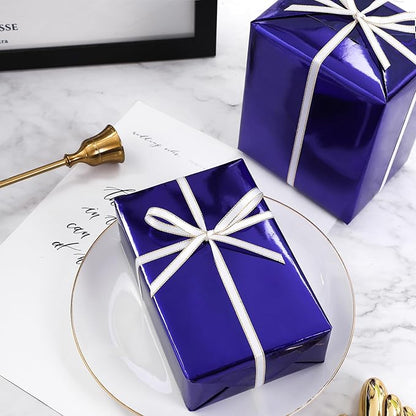 RUSPEPA Blue Purple Metallic Wrapping Paper - Solid Color Matte Paper Perfect for Wedding, Birthday, Christmas, Baby Shower - 17 Inches X 32.8 Feet