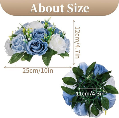 Sziqiqi Blue Flowers Artificial for Decoration Silk Kissing Balls for Wedding - Artificial Flower Ball Center Pieces Decoration for Table Floral Arrangement