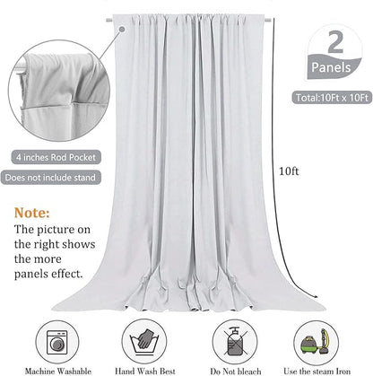 10 x 10 Feet Silver Backdrop Curtain for Partie, Background Curtains for Photoshoot, Birthday, Wedding, Halloween, Thanksgiving, Christmas, New Year Party Decorations 5Ft x 10Ft, 2 Panels