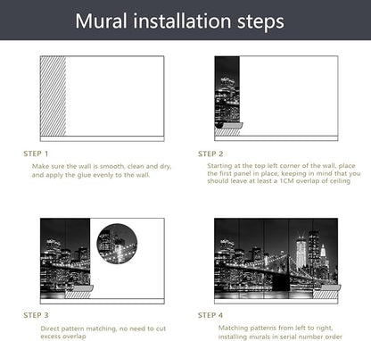 PYFFYP- Black City Night Wallpaper murals for Living Room(Not Peel and Stick)