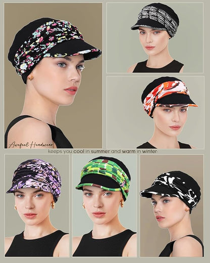 Chemo Headwear Viscose Newsboy Cap for Women Fall and Winter Hats