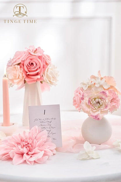 TINGE TIME Artificial Flowers Light Pink Flower Combo for DIY Wedding Bouquets Table Centerpieces Arrangements Party Baby Shower Home Spring Decorations