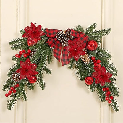 24 PCS Poinsettia Flower Artificial Red Christmas Flowers Artificial 5.5'' Glitter Poinsettias Artificial Christmas Tree Flower with Clips DIY Xmas Wreath Holiday New Year Home Party Decor