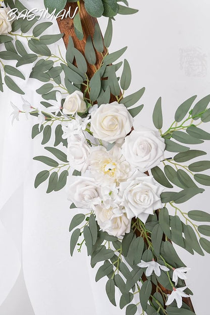 Arch Flowers with Drapes Kit (Pack of 3) for Wedding Ceremony Arbor and Reception Backdrop Decoration Wedding Welcome Signs Floral Birthday Party Decoration