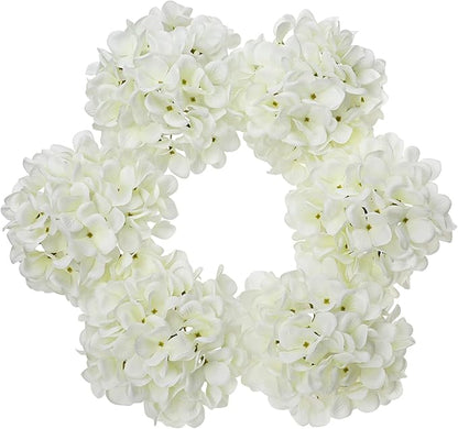 Hollyone 6 Pcs White Hydrangea Artificial Flowers with Stems Silk Faux Hydrangea White Fake Flowers for Home Indoor Outdoor DIY Floral Wedding Flower Bouquets Kitchen Table Centerpiece Decor