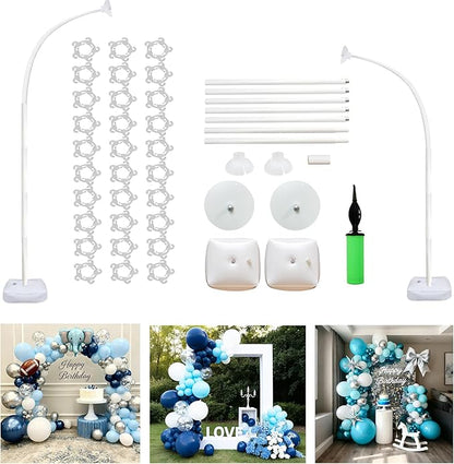 Balloon Arch Stand Kit 9ft &5.6ft,Heavy Duty Base With Water Filling Bag,White Bendable Half Arch Balloon Arch for Birthdays Holiday Decorations And Other Indoor And Outdoor Parties No Balloons