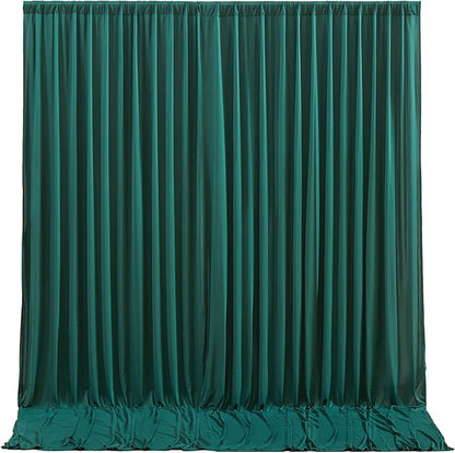 Hunter Green Backdrop Curtain-Wrinkle-Free Polyester Fabric Green Photography Curtains for Wedding Party Photo Background Decorations- 40 X10FT