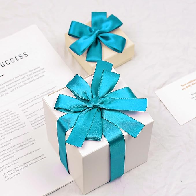Turquoise Blue Satin Ribbon, Double Faced 7/8 Inch X 50 Yards Turquoise Ribbon, Premium Satin Ribbons for Gift Wrapping, Crafts, Hair Bow Making, Sewing, Flower Bouquet, Wedding Party Decor