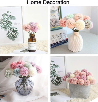 10Pcs Artificial Fake Flower Plants Silk Chrysanthemum Ball Hydrangea Arrangements Wedding Bouquets Decor Home Kitchen Garden Party Table Floral Centerpieces DIY (Black)