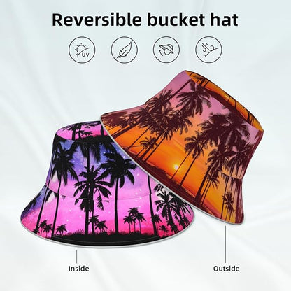 Hat Reversible Fisherman Hats Double Sided Wearing for Women Men Boys Girls