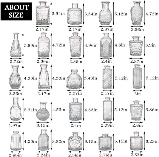 Bud Vases in Bulk 24, Small Vase for Flowers, Glass Vase for Centerpieces, Small Flower Vases for Centerpieces, Mini Vases, Vintage Vase, Clear Bud Vases for Wedding Table Decor