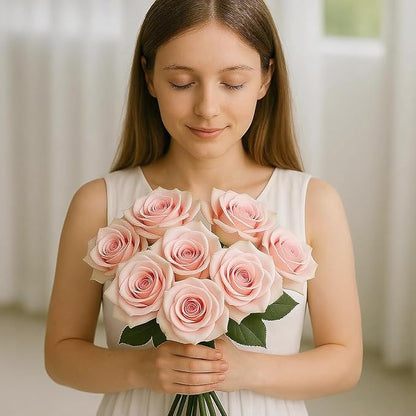 Pink Roses Artificial Flowers 15 PCS, Fake Roses Silk Flowers with Long Stems, Faux Rose for Wedding Centerpieces, Home Decor, Indoor Floral Arrangements, Party Decor, DIY Bouquet(Pink)