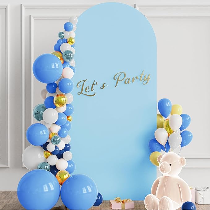 Wokceer 6FT Wedding Arch Backdrop Cover Spandex Fitted Wedding Stand Covers Round Top Chiara Arch Backdrop Cover for Birthday Party Ceremony Banquet Decoration Dusty Blue