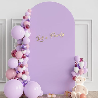 Wokceer 7.2FT Wedding Arch Cover Spandex Fitted Wedding Arch Stand Covers Round Top Chiara Arch Backdrop Cover for Birthday Party Ceremony Banquet Decoration Lavender