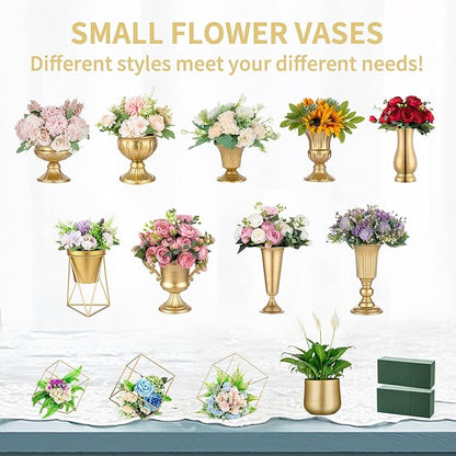 Nuptio White Vases for Centerpieces Wedding - 10 Pcs 6.5in Height Metal Urn Planter Elegant Wedding Centerpieces for Tables - Trumpet Vase for Weddings Party Decoration Centerpiece Table Decorations