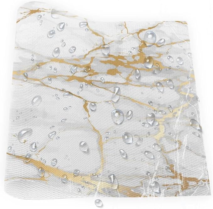 PVC Placemats Set of 1 White Gold Marble Wipeable Table Mats Washable Heat Resistant Non Slip Vinyl Dining Table Mat for Kithen Indoor Outdoor Patio Farmhouse Place Mats Decorative